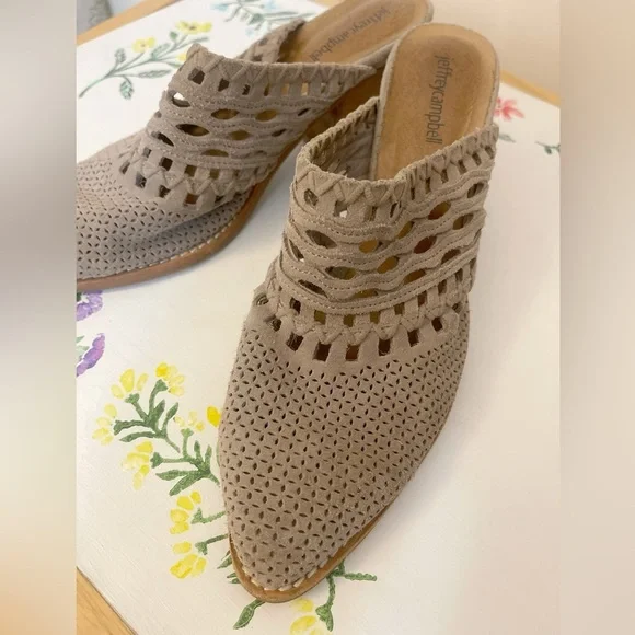 Jeffrey Campbell Perforated Suede Mule Heels – Size 8.5 - Picture 3 of 7
